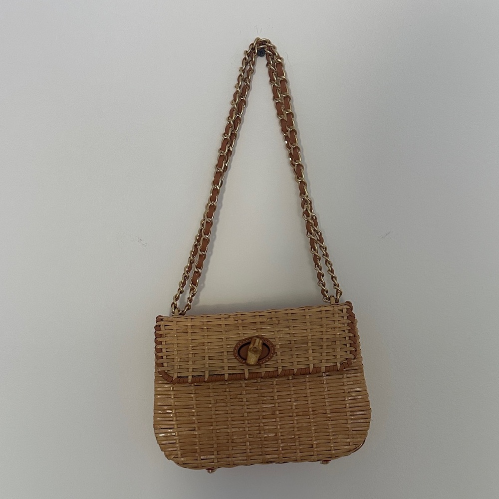 J McLaughlin Waverly Wicker Woven Shoulder Bag